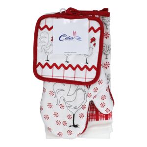 Celia 4-Piece Pot Holder Glove Kitchen Set Celia 4-Piece Pot Holder Glove Kitchen Set